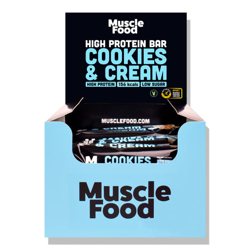 MuscleFood High Protein Bar Cookies & Cream 12 x 45g