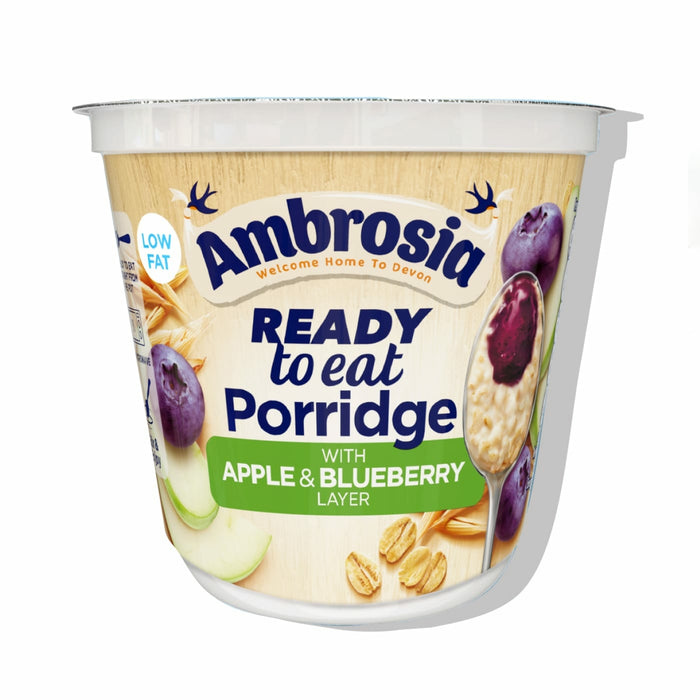 Ambrosia Ready to Eat Porridge Pot with Apple & Blueberry Layer