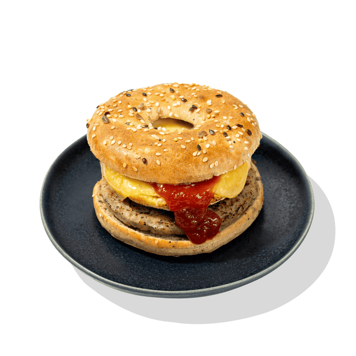 High Protein Breakfast Sausage Bagel